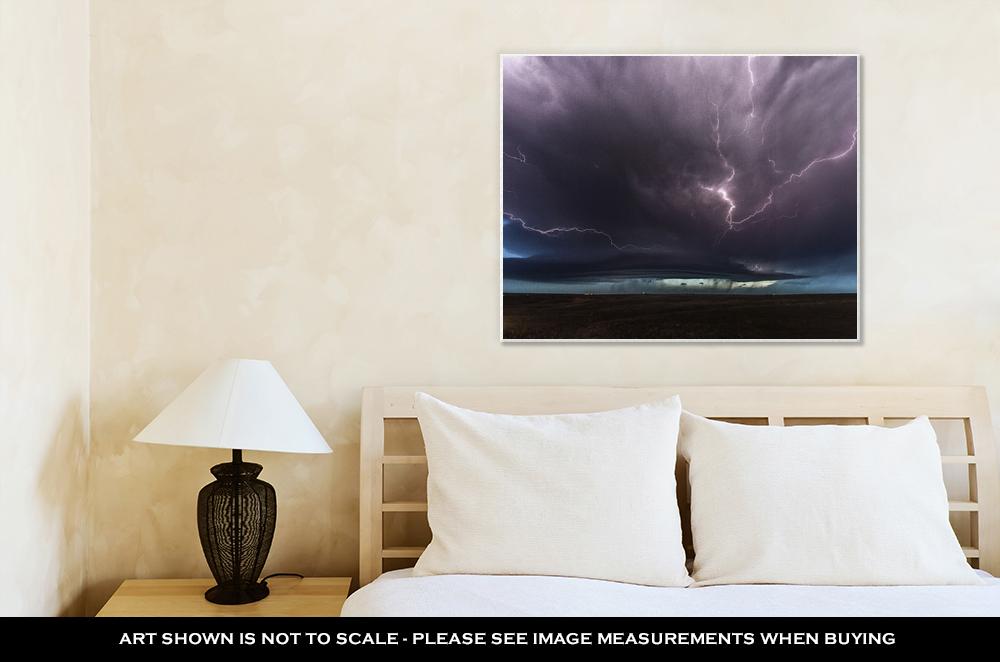 Gallery Wrapped Canvas, Amazing Supercell Lighted Up By Lightnings At Dusk - ultrawallart.com