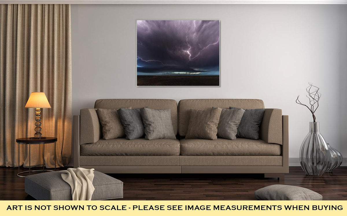 Gallery Wrapped Canvas, Amazing Supercell Lighted Up By Lightnings At Dusk - ultrawallart.com