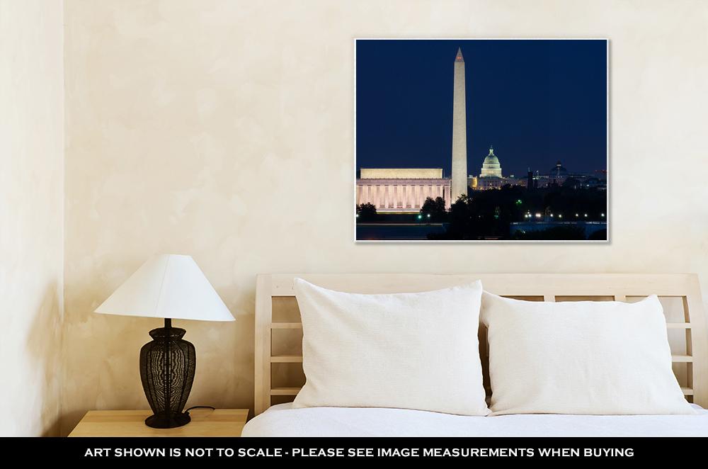 Gallery Wrapped Canvas, Washington Dc Skyline Including Lincoln Memorial Washington Monument And The - ultrawallart.com