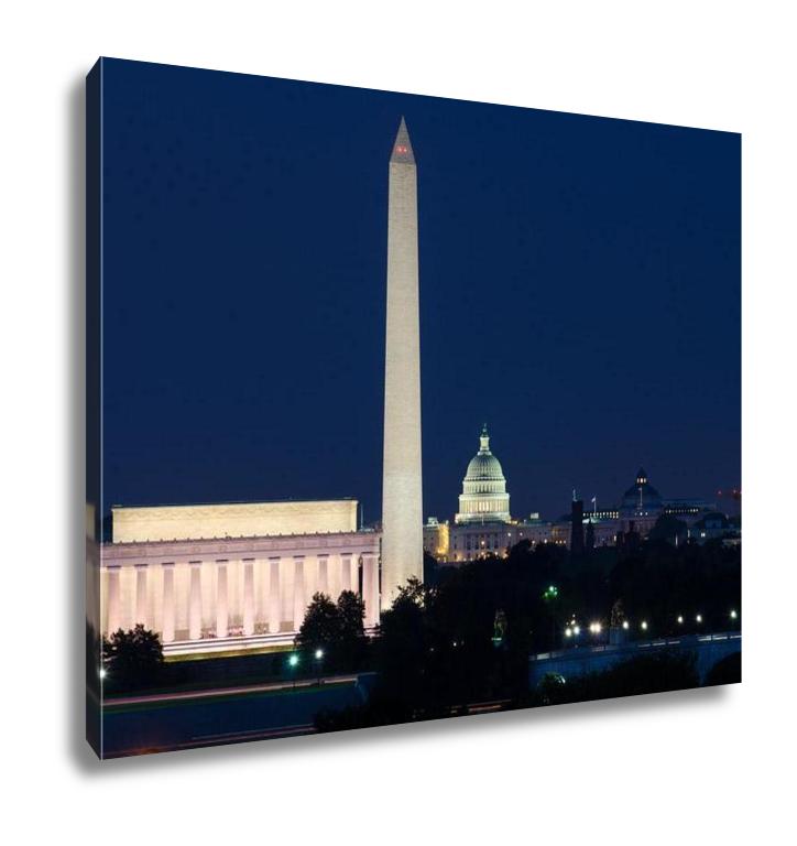 Gallery Wrapped Canvas, Washington Dc Skyline Including Lincoln Memorial Washington Monument And The - ultrawallart.com