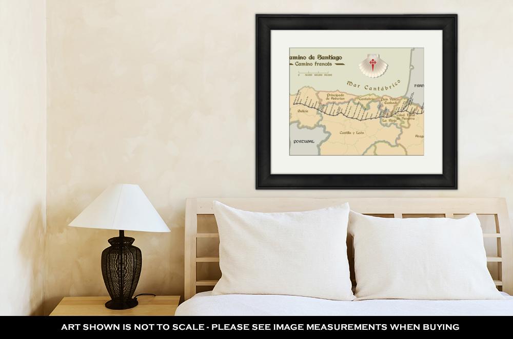 Framed Print, Old Style Map Of Saint James Way French Route - ultrawallart.com