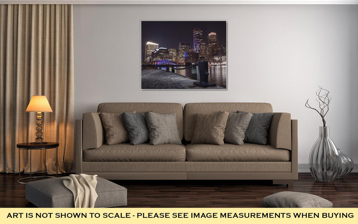 Gallery Wrapped Canvas, Boston Harbor And Financial District At Sunset In Boston Massachusetts - ultrawallart.com