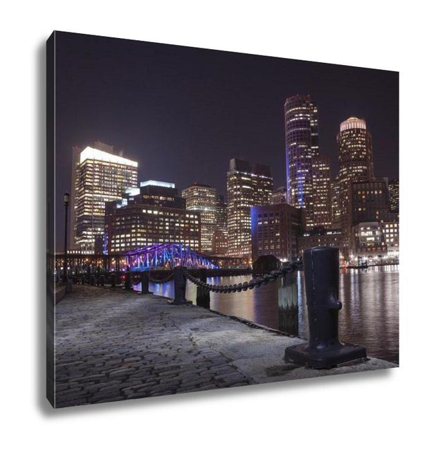 Gallery Wrapped Canvas, Boston Harbor And Financial District At Sunset In Boston Massachusetts - ultrawallart.com