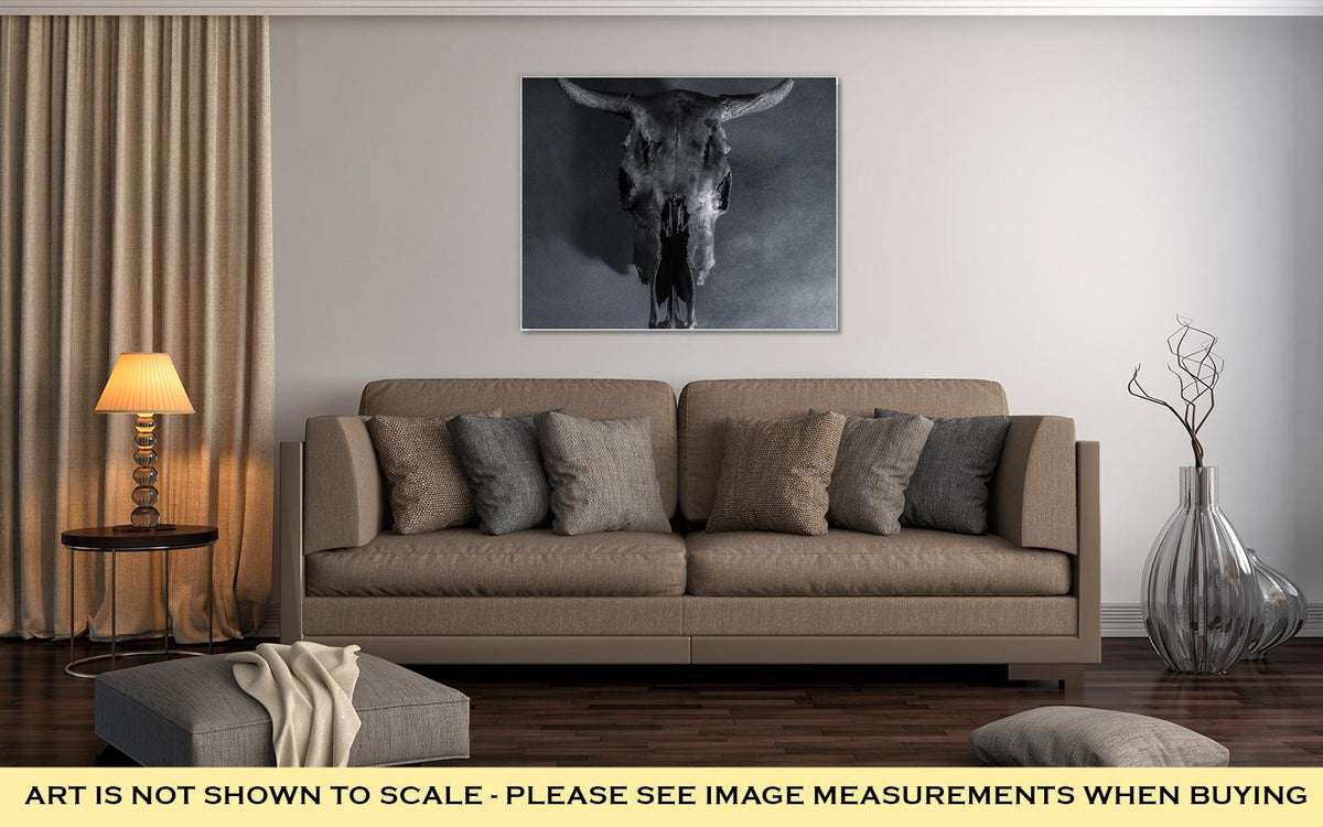 Gallery Wrapped Canvas, Black Bulls Skull - ultrawallart.com