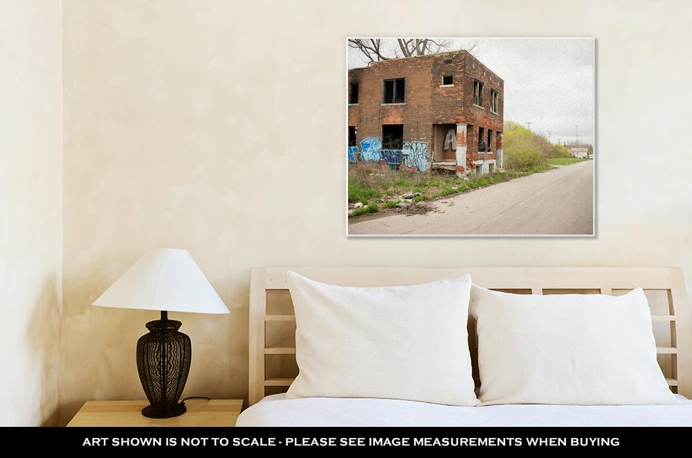 Gallery Wrapped Canvas, Abandoned Building Dilapidated Real Estate Detroit Michigan - ultrawallart.com