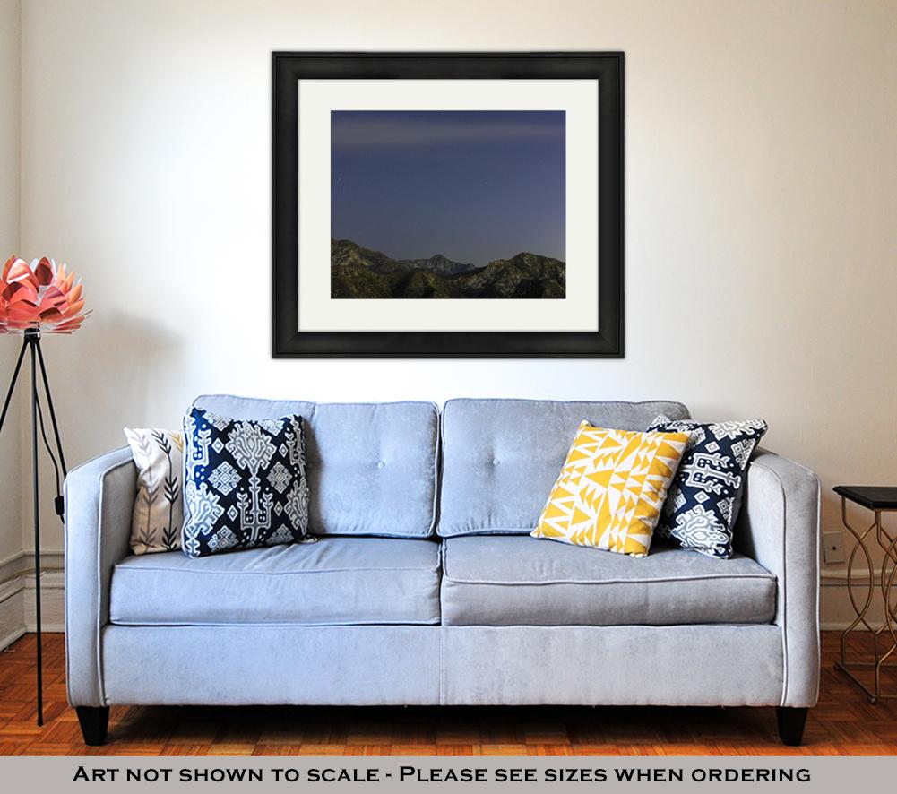 Framed Print, Night Stars Over San Gabriel Mountains - ultrawallart.com