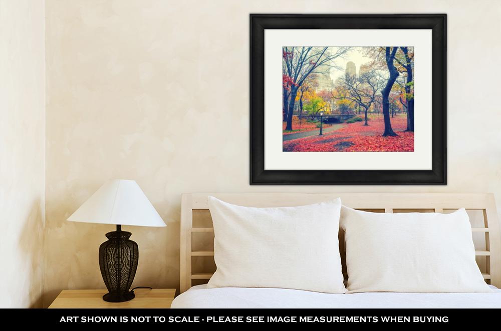 Framed Print, Central Park At Rainy Morning New York City USA - ultrawallart.com