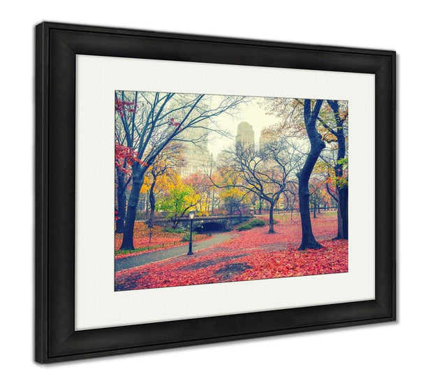 Framed Print, Central Park At Rainy Morning New York City USA - ultrawallart.com