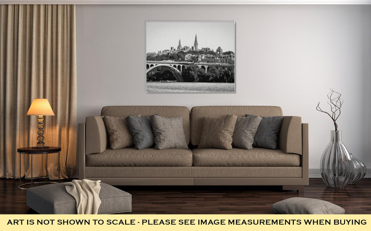 Gallery Wrapped Canvas, Washington Dc Georgetown And Key Bridge - ultrawallart.com