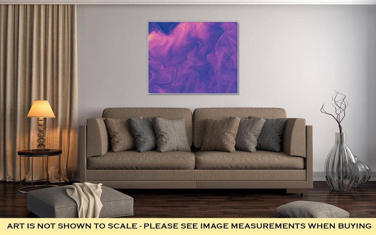 Gallery Wrapped Canvas, Lowkey Purple Pink Modern Abstract Fractal Art Dark Illustration With A Chaotic - ultrawallart.com